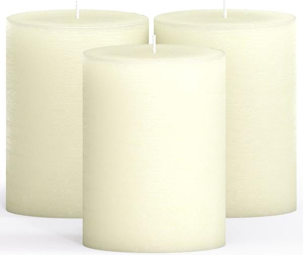 Quality Pillar Candles Set Of 3 - Decorative Rustic Candles Unscented And No Drip Candles - Ideal As Wedding Candles for sale