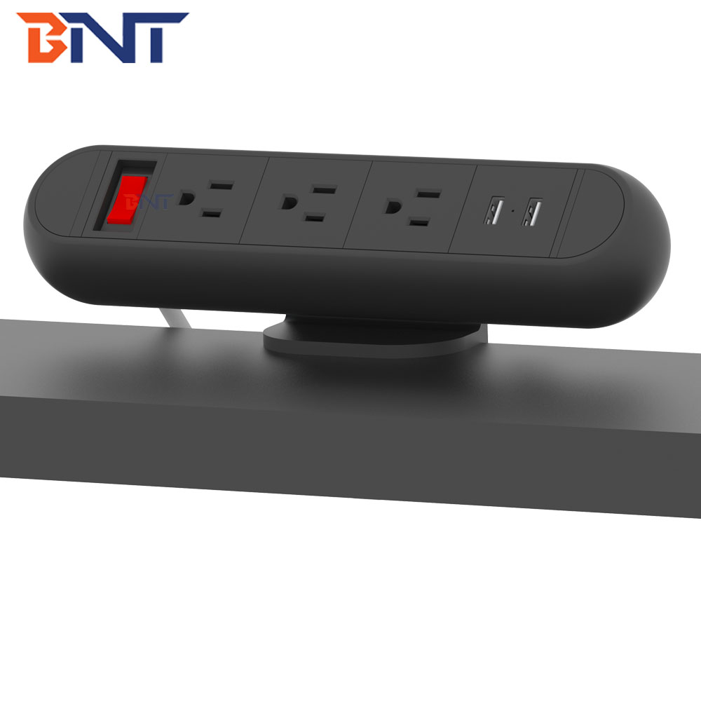 Modern office table mount white color clamp on table power outlets with USB