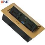 Gold Color Hidden Desk Socet Box with Pre-wired H-DMI & VGA jack