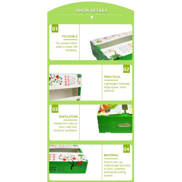 Corruone Hot Sale Customized waterproof foldable PP polypropylene sheet Material Vegetable Fruit Packaging and delivery Boxes
