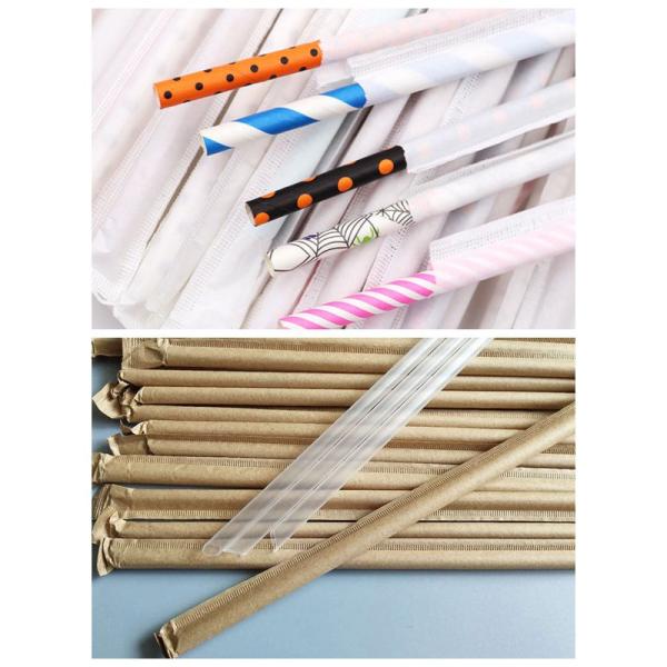 Environmental Protection White Or Brown Biodegradable Paper Drinking Straw Packaging