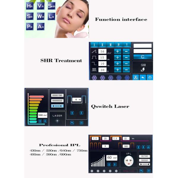 Multi Function IPL RF ND YAG Laser With 10.4inch LCD Touch Screen Control Panel