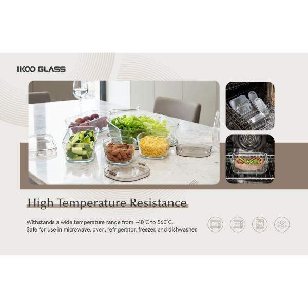 Borosilicate Glass Food Container Set 240ml-1370ml with Simple Lid
