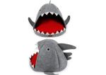 Mechanical Wash Felted Wool Cat House Shark Pattern With Detachable Mat