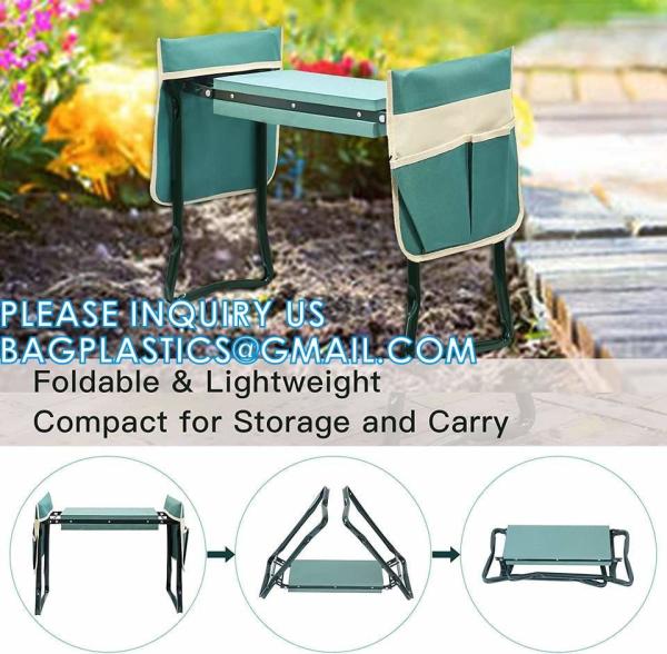 Quality Garden Kneeler And Seat With Tool Pouch, Portable Folding Garden Stool, Heavy Duty Gardening Kneeling Bench for sale