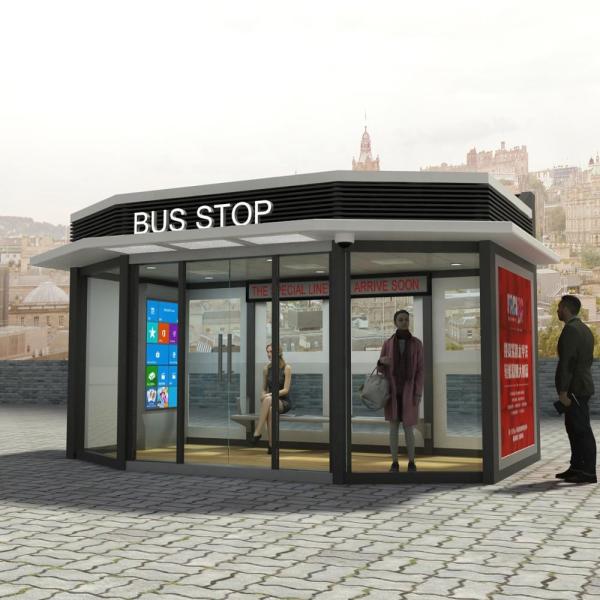 Advertising Rectangular L4000mm 5hours Solar Bus Shelter