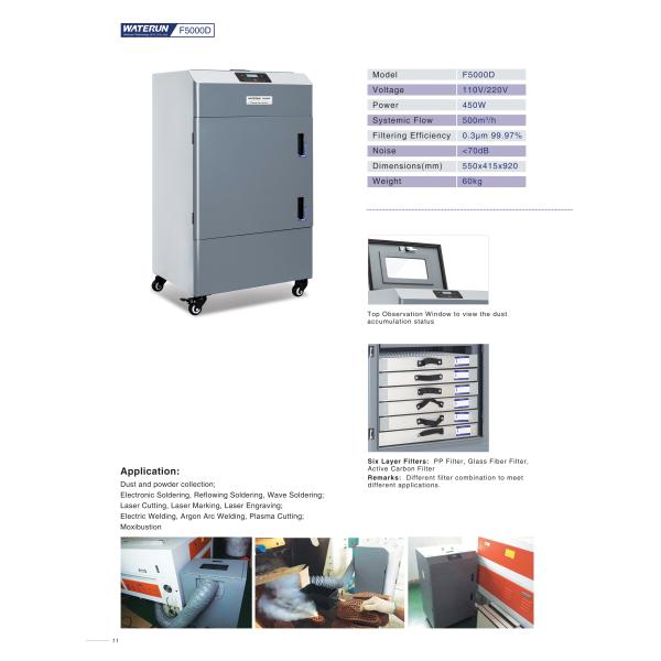 Grey Mobile Laser Smoke Absorber , Laser Fume Extractor With Multiple Filter System