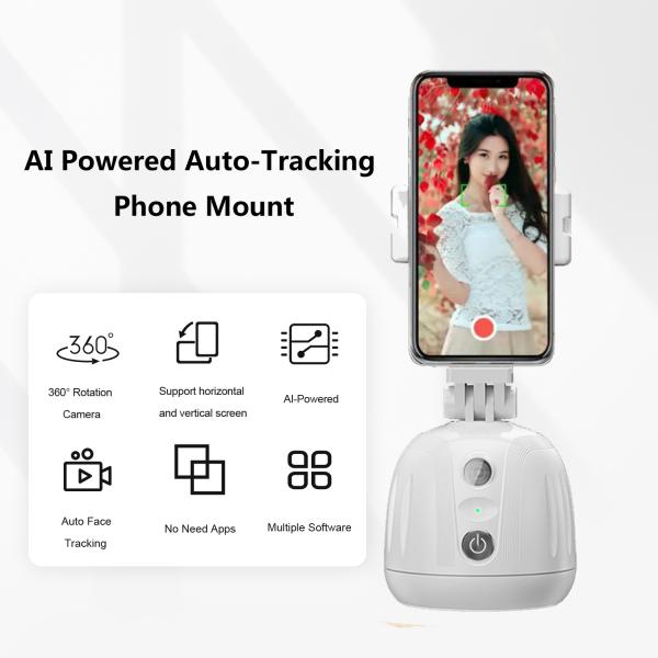 AI Auto Tracking Phone Mount Tripod Frame & Gesture Control 360° Rotation