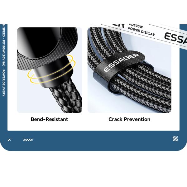 ESSAGER ES-X57 Series 60W 100W USB C Fast Charging Cable Type C