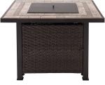 Square Tile Top Modern Propane Fire Pit With All Weather Wicker Powered Brazier