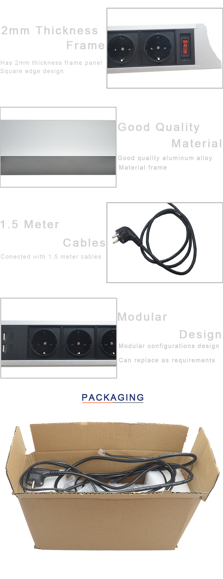 German power hanging under table switch socket for conference table