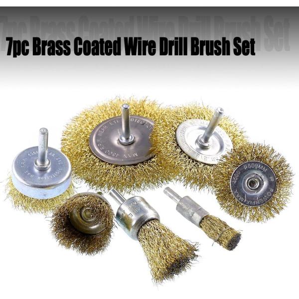 14 Ounces Brass Wire Wheel Brush Set 7pcs Cup Brush Coarse Grit