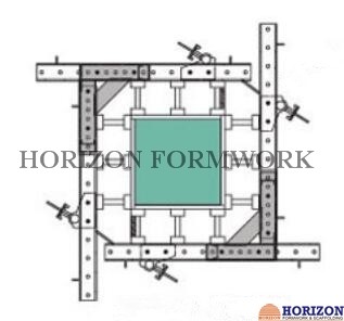 Flexibly Assembled Column Formwork with H20 Wooden Beam and Steel Walers