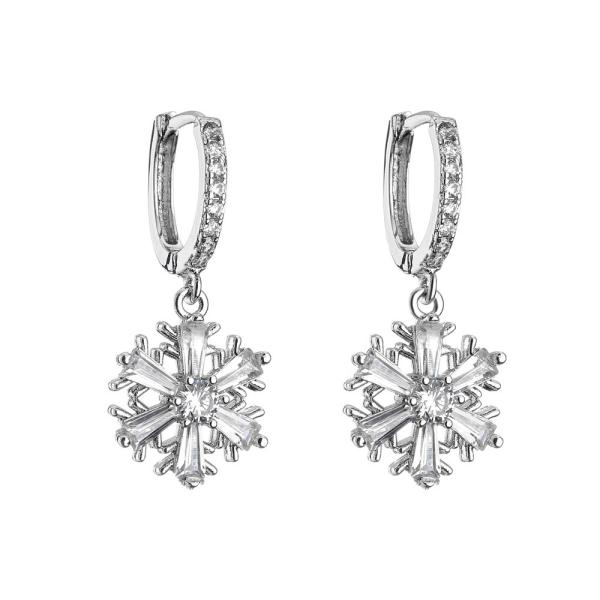 Quality Custom Zircon Crystal Sterling Silver Diamond Earrings Hoop for sale