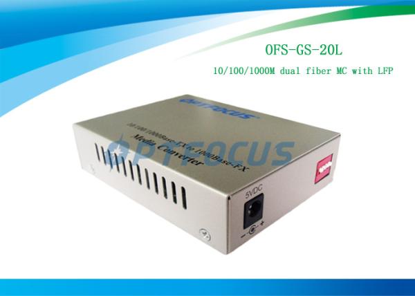 Quality 20 km Single Mode LFP Media Converter 10 / 100 / 1000 Base - Tx to 1000Base - LX MC 1310 nm for sale