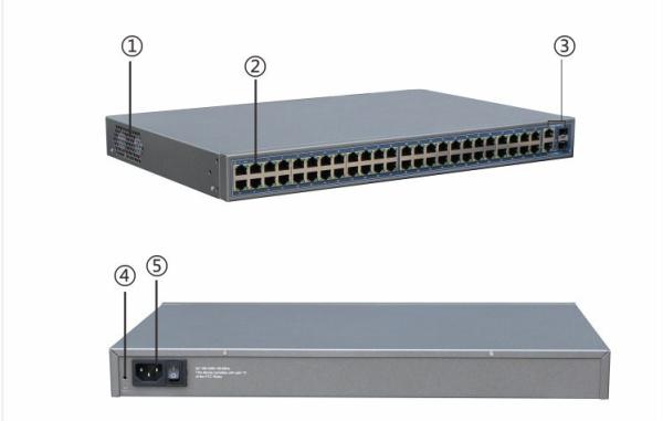 Quality 48 Port Network POE Switch For Ip Camera 48FE+2 GE Combo Ports Unmanaged Sfp Switch 700W for sale