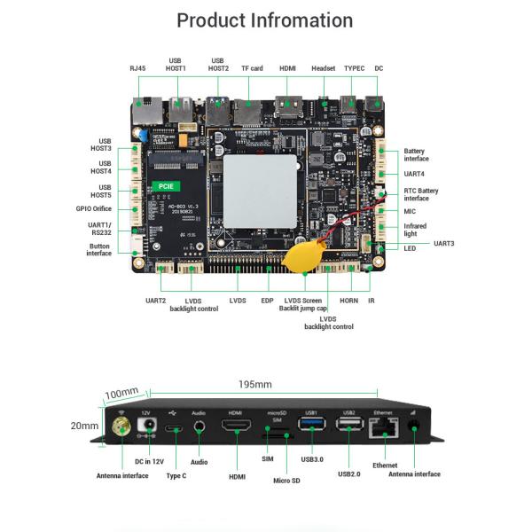 IR Remote Control RK3399 Media Player 4k Ultra Hd Box HD OUT