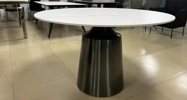 Quality Customizable Color Round Dining Room Table Ceramic Top With Metal Frame for sale