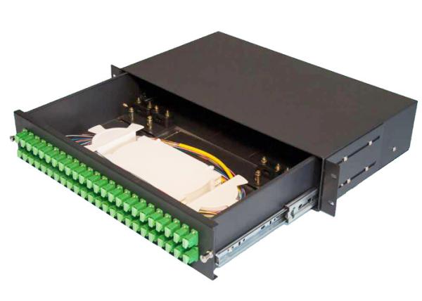 Quality Network 2U 48 Core Rack Fiber Optical Patch Panel Hand Pull Type 482mmx240mm for sale