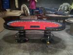Contemporary Texas Holdem Poker Table with Pedestal Stainless Leg