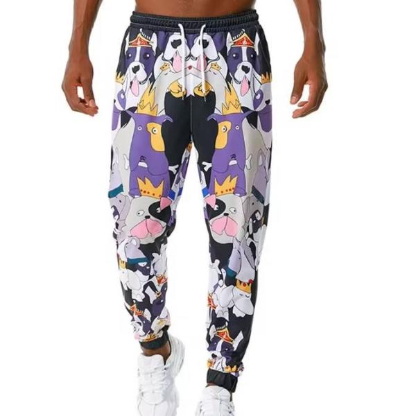Mens Custom Logo Breathable Sublimation Jogging Pants Elastic Waistband