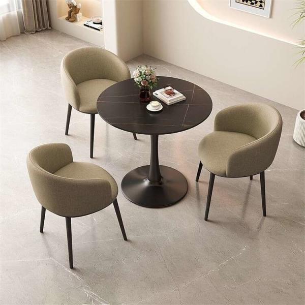 Quality Customized Size Round Dining Table 4 Seater With Leather Chairs for sale