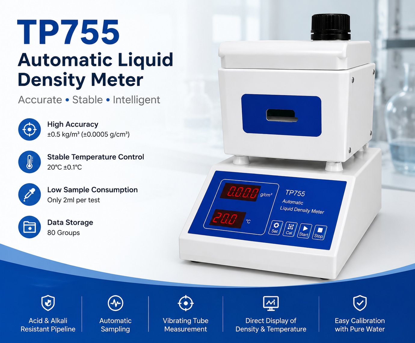 TP755 Automatic Liquid Density Meter for Petroleum Products and Chemical Liquid Testing