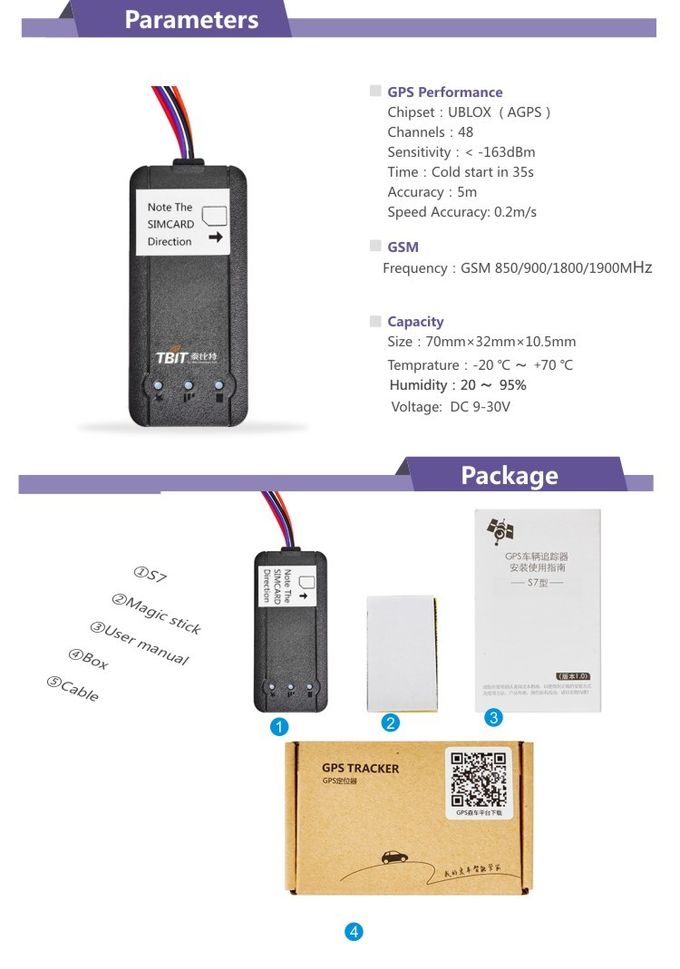 50g Net Weight GSM GPRS GPS Tracker With 3D Acceleration Sensor For Car/Motorcycle