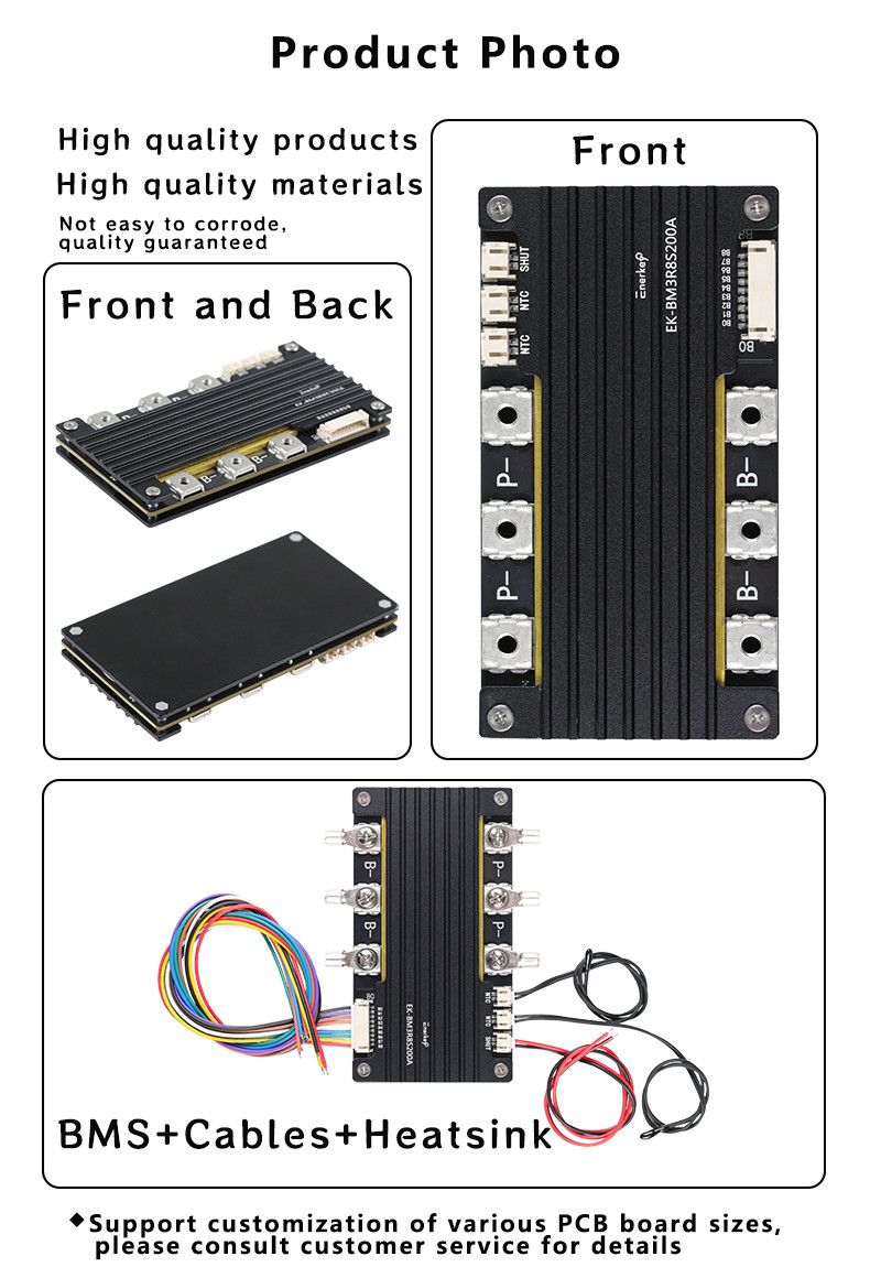 Enerkey Battery Management System Assembly Design 8s BMS 24V 200 AMP for All Lithium Battery Pack