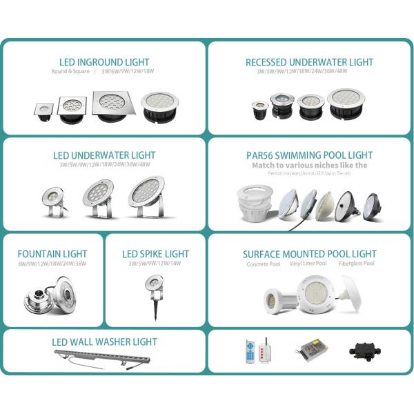 SS316L Underwater Swimming Pool Lights 900LM 24W Color Changing DMX512