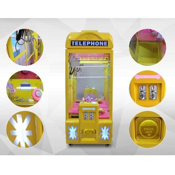 Metal Mini Claw Crane Machine , Telephone Kids Grabber Machine For 1 Player