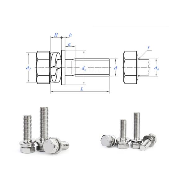 Hexagon Head Rust Proof Bolts Full Thread M6 Bolt With Washer