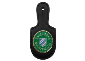 China Gremzpolizei Customized Brass Leather Pocket Badge with Soft Enamel Emblem, Gold Plated on sale
