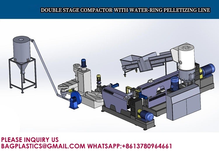Double Stage Recycled PE PP HDPE LDPE Plastic Pelletizing Making Machine granulator