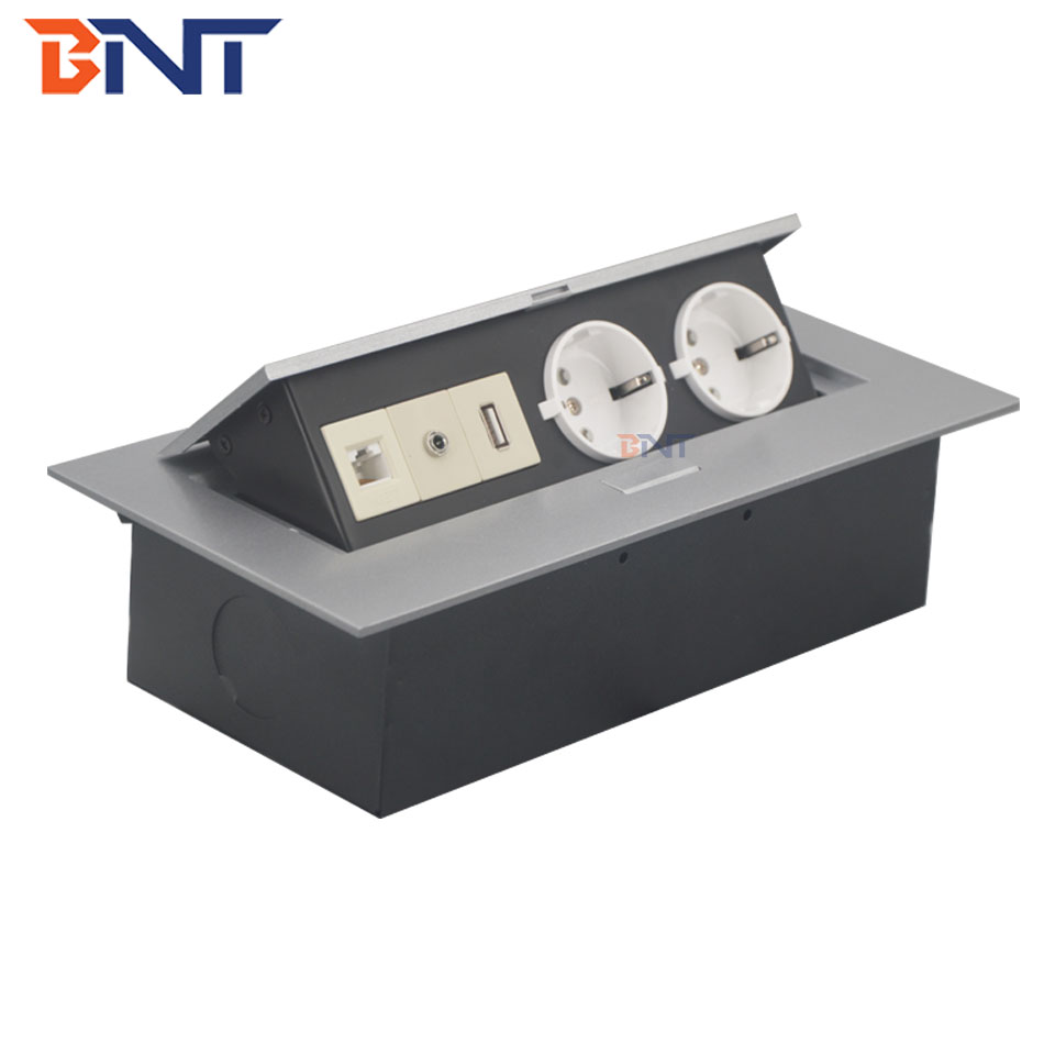 built in table design with EU standard power plug desk pop up power socket outlet