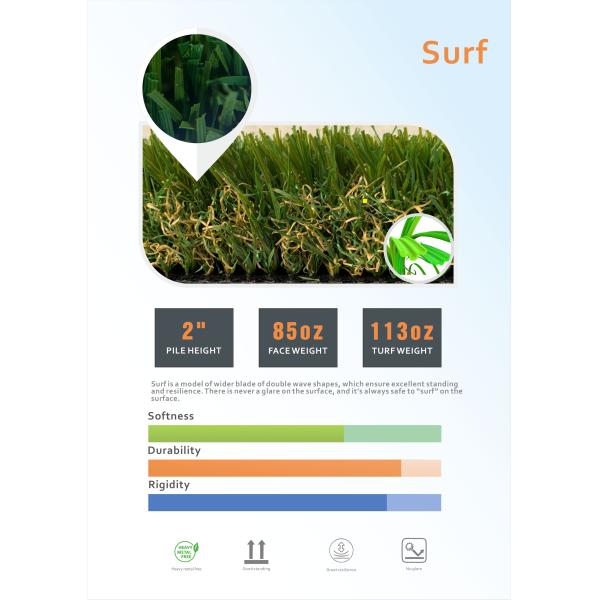 PE Material Garden Artificial Grass Flat Wave Monofilament Yarn Shape