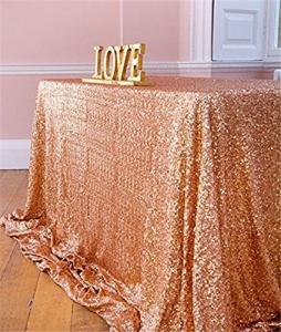Reception Fabric Table Cover 50 X 80 , Rose Gold Sequin Fabric Tablecloth