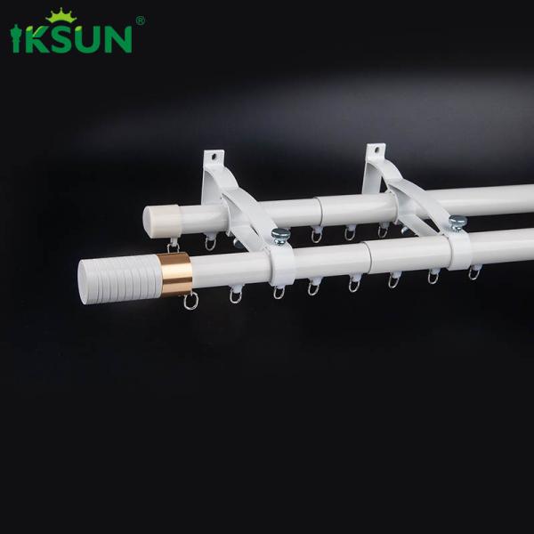 Adjustable Extendable Tension Rod , White Double Curtain Pole For Window
