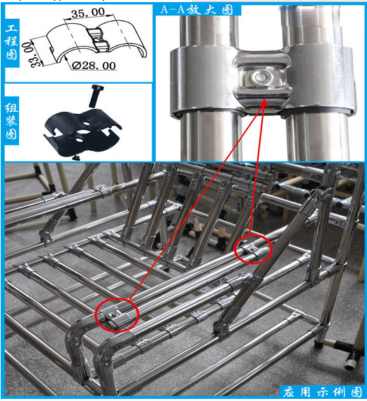 Steel Pipe Joint Metal Pipe Clamp For Fixed Lean Pipe Rack Workbench Universal Joint