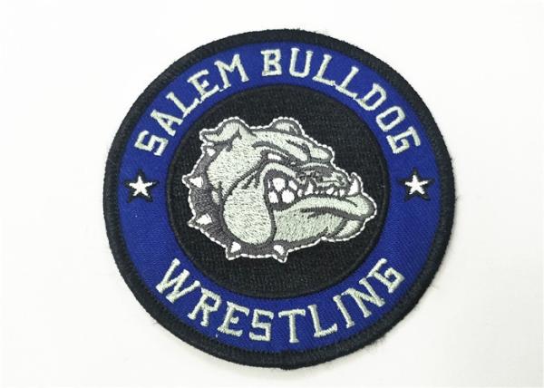 Quality Twill Embroidered Badge Patch Merrow Border Heat Seal With Glue Back for sale
