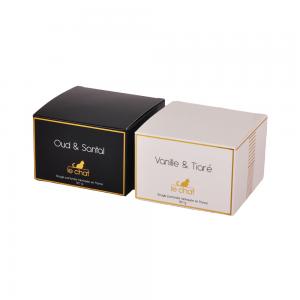 Buy cheap White Black Candle Packaging Box Straight Tuck End Type With Cutout Window product