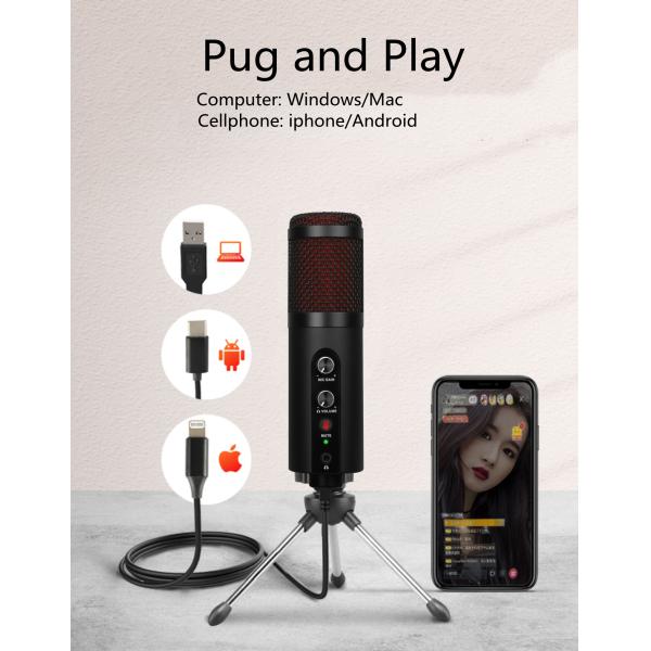 Wired Cardioid Podcast Usb C Microphone For Macbook Pro Shock Mount