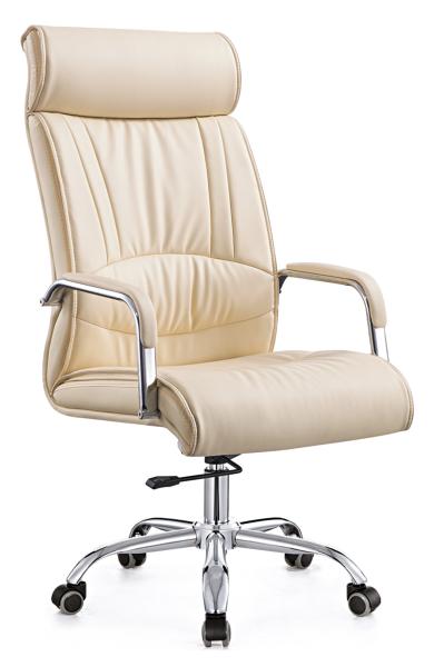Quality High Top Cream Padded Computer Chair , Pu Leather Swivel Chair Custom Size for sale