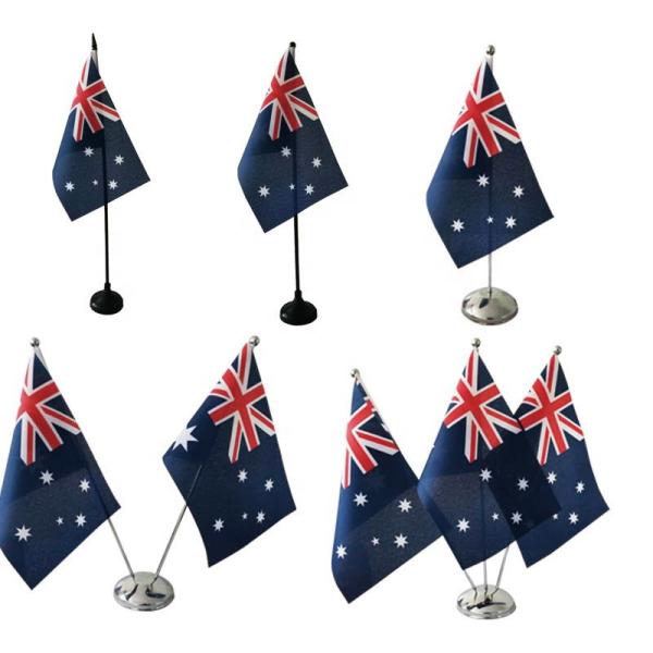 Quality Countries Custom Desk Flag With Metal Stand 68D Polyester Woven Fabric for sale