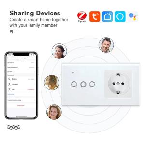Buy cheap Wifi Wall Smart Plug And Switch Tuya Smart App Light Switch With Plug Combo product
