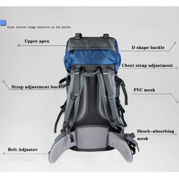 Blue 60L Waterproof Camping Backpack BSCI Mountain Climbing Backpack