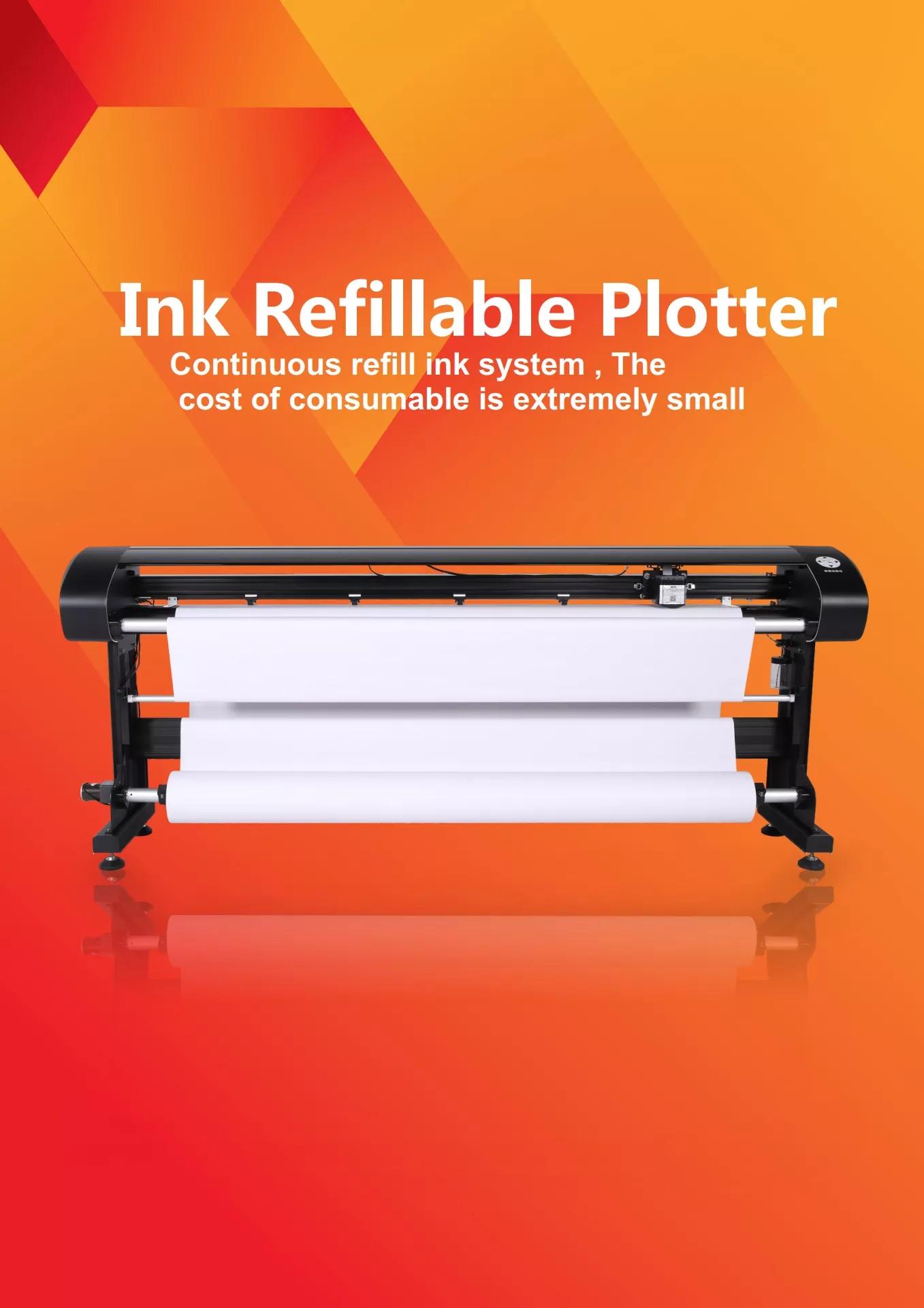 Refillable Continuous Big Ink Tank Printing Plotter with Cutting Blade and HPGL Support