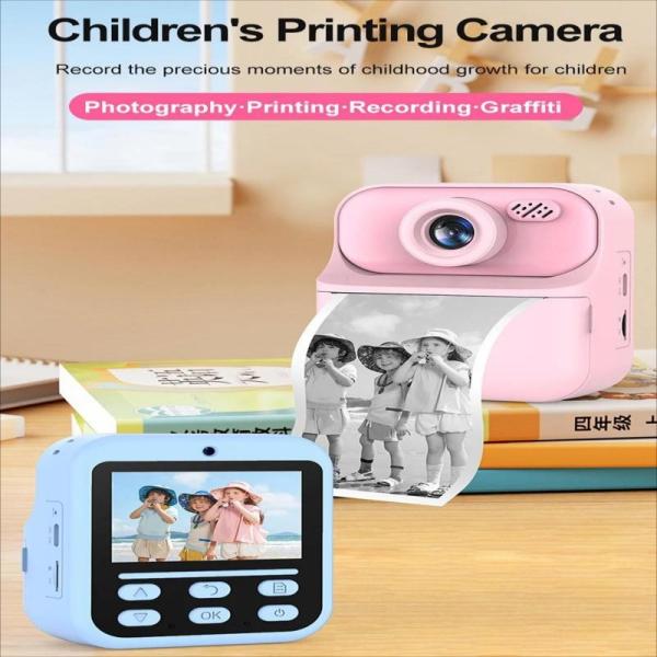Kids Cartoon Camera Toy 2.4" 12MP Digital Camera 1080P HD IPS Screen Instant Print Camera For Boys Girls Gifts