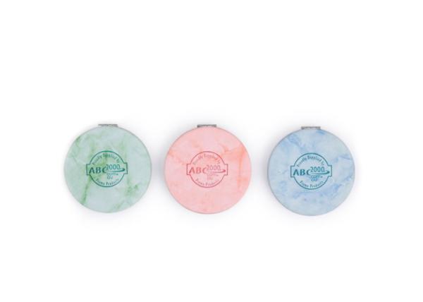 Quality Marble Pattern Silver Compact Mirror PU ABS 10mm Thickness Foldable Makeup Mirror for sale