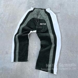 China Custom Logo Joggers Color Blocking Factory Drawstring Waist Pants Men Cotton Baggy Wide Leg Oveersized Corduroy Sweatpants on sale